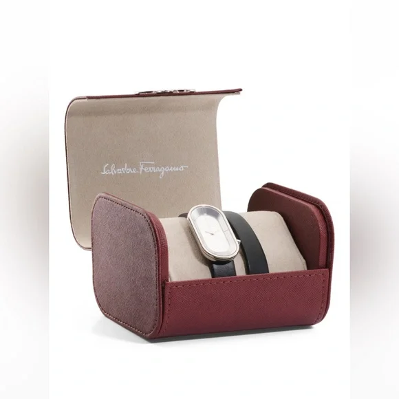 LAST CALL FERRAGAMO Women's Swiss Made 23x46mm Leather Strap Watch - Picture 2 of 3